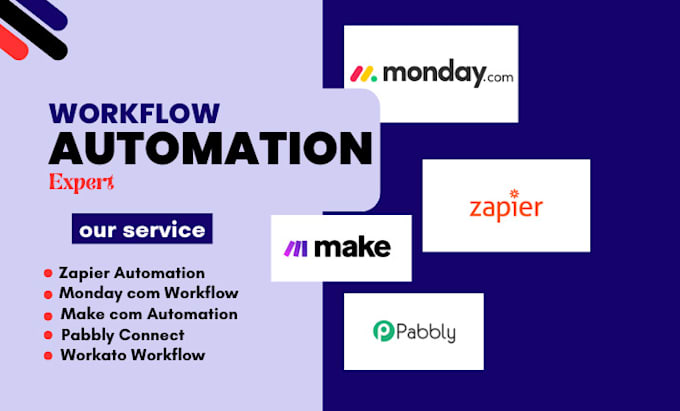 Gig Preview - Automate workflow on zapier airtable make com monday crm pipedrive slack hubspot