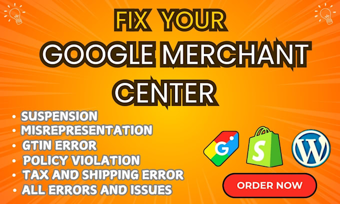 Gig Preview - Fix google merchant center suspension,misrepresentation and gtin errors