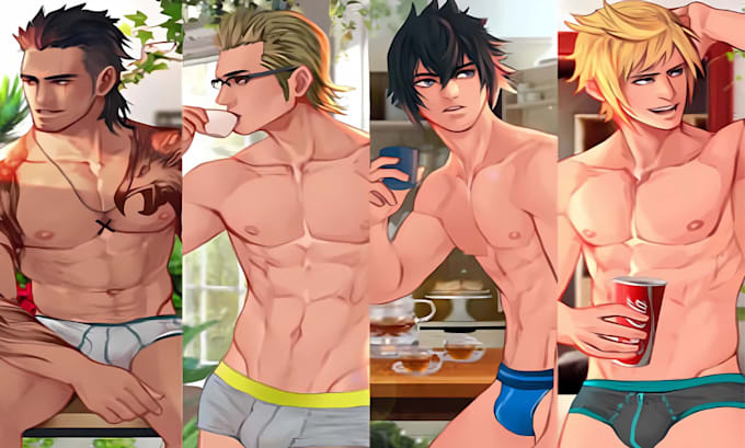 Gig Preview - Draw gay bara yaoi furry nsfw muscle men fanart furry bara gay