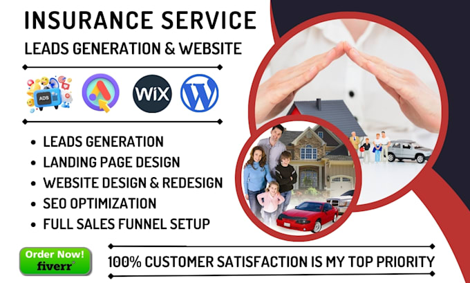 Gig Preview - Generate home insurance leads auto insurance, home care insurance website funnel