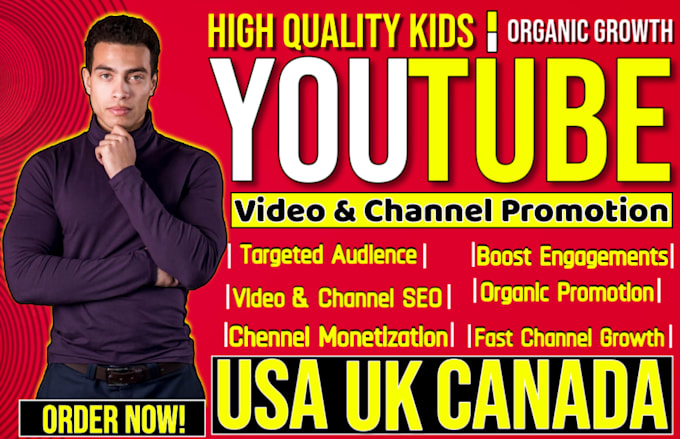 Gig Preview - Usa youtube promotion for channel growth kids channel promotion, video marketing