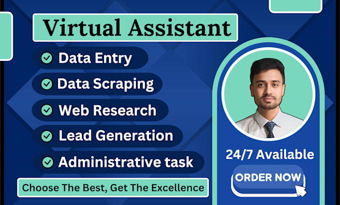 Gig Preview - Do virtual assistant for data entry lead generation web research typing excel