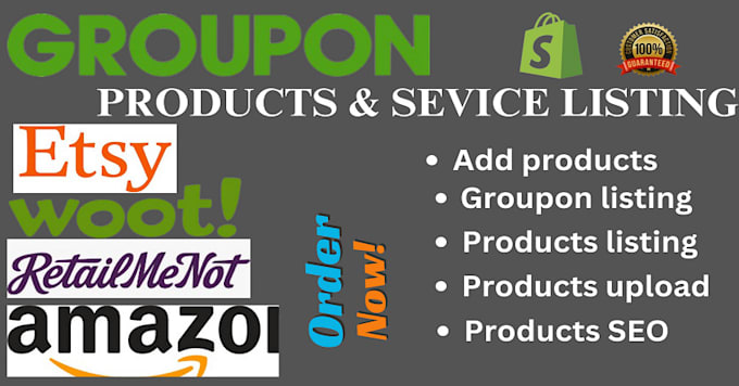 Gig Preview - Do highly optimized groupon product listing shopify amazon etsy products uploads