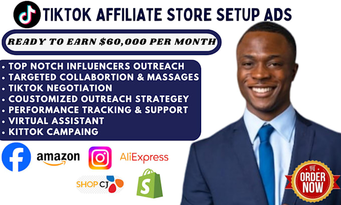 Gig Preview - Setup tiktok affiliate shop tiktok shop manager virtual assistant tiktok ads