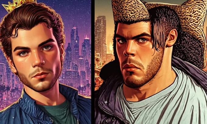 Gig Preview - Draw gta style vector cartoon portrait from your photo