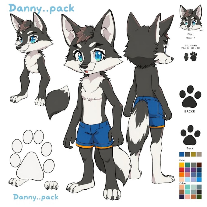 Gig Preview - Draw amazing furry reference sheet character design fursona character oc