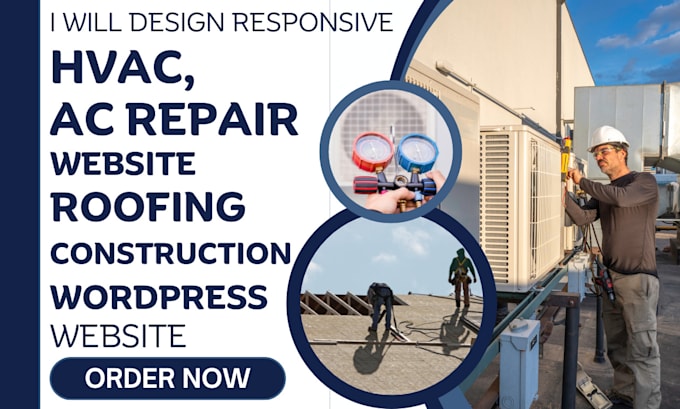 Gig Preview - Build hvac website ac repair roofing construction wordpress website with booking