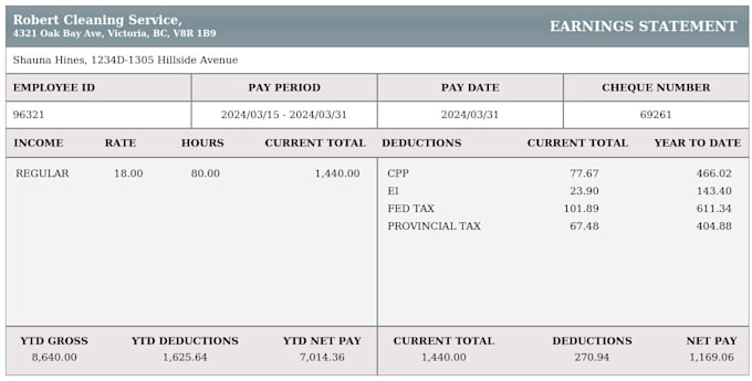 Gig Preview - Prepare canada pay stubs of all companies