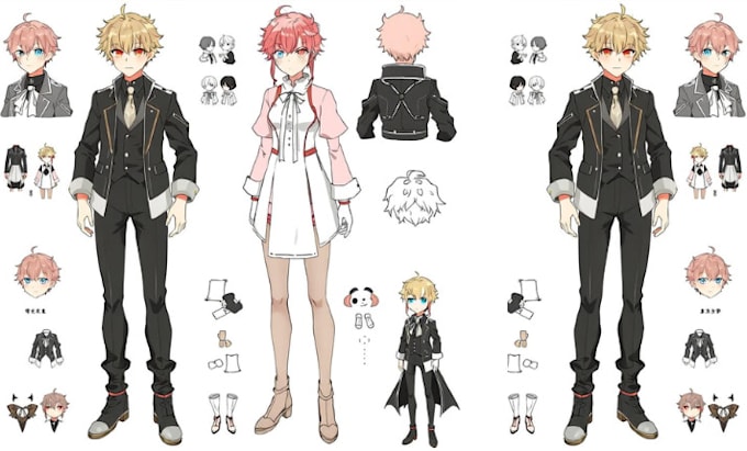 Gig Preview - Draw reference sheet anime character character design vtuber oc in anime style