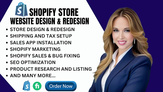 Gig Preview - Design, redesign shopify store, shopify dropshipping store, shopify website, wix