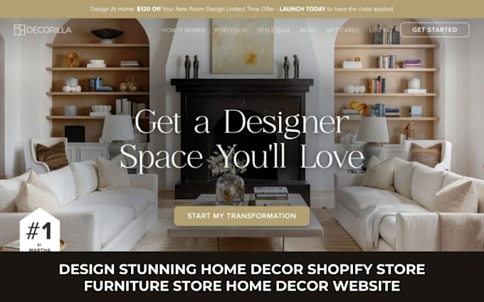 Gig Preview - Design stunning home decor shopify store furniture store home decor website