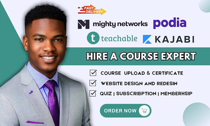 Gig Preview - Setup online course website on mighty networks podia thinkific kajabi teachable