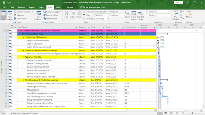 Gig Preview - Create gantt charts, project schedules, and network diagrams in ms project