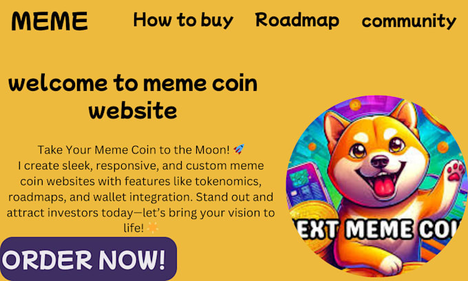 Gig Preview - Memecoin meme website cryptocurrency website solana, memetoken website ico token