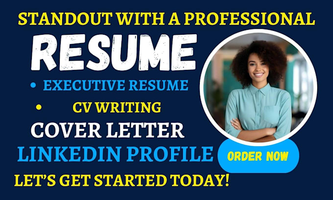 Gig Preview - Write executive level resume, resume writing, cv writing, cover letter, linkedin