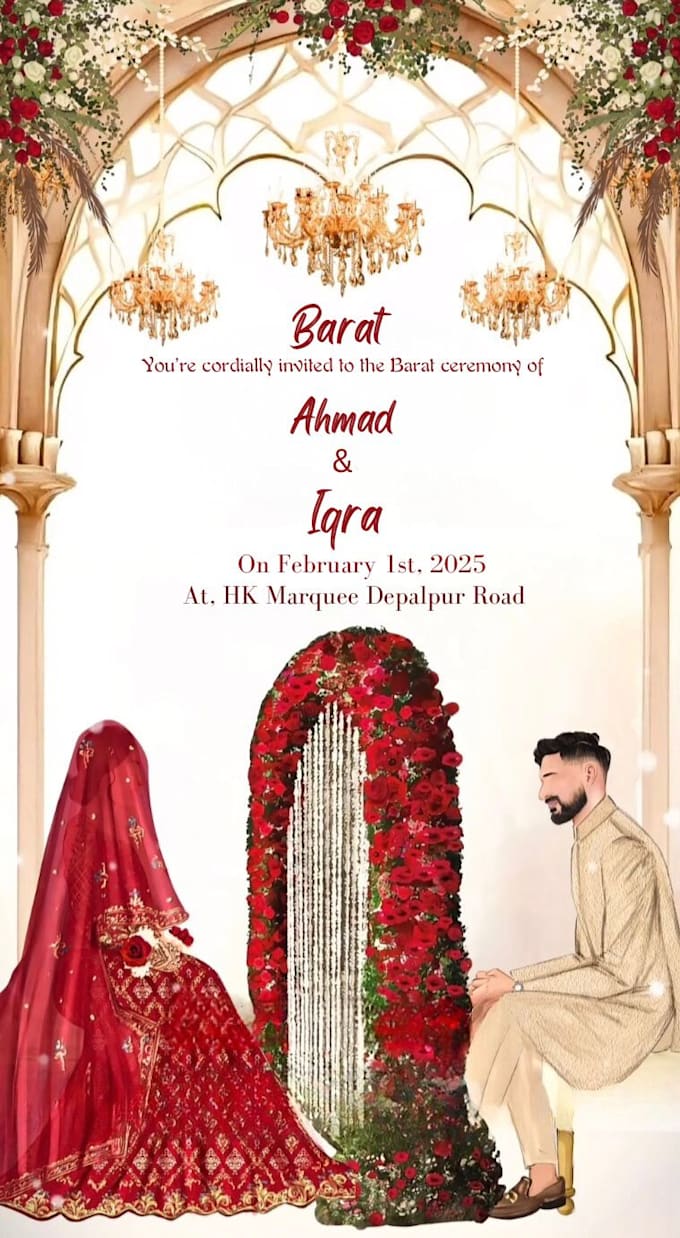 Gig Preview - Wedding invitation with customized couple illusturation