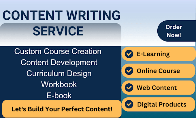 Gig Preview - Prepare course content, course curriculum for course creation