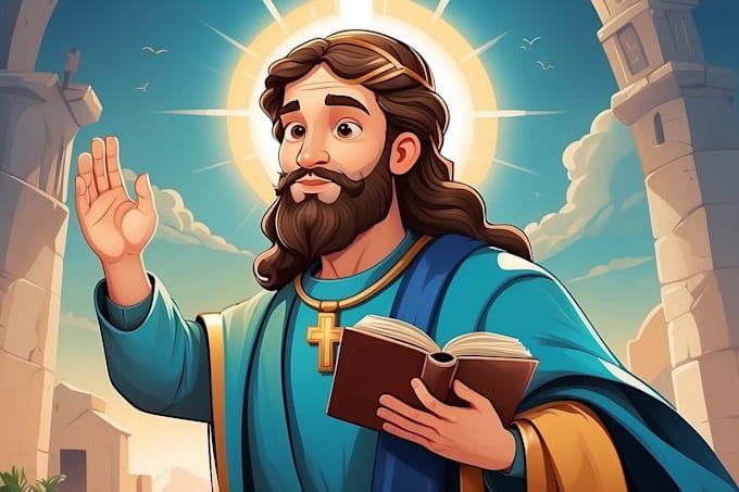 Gig Preview - Design cartoon character holy saint christian bible  illustration