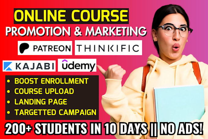 Gig Preview - Do kajabi online course promotion, udemy, health and wellness course marketing