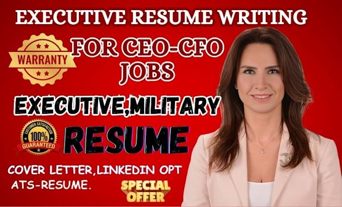 Gig Preview - Do professional executive resume, cv design, cover letter, linkedin optimization