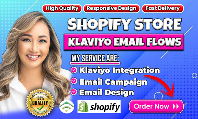 Gig Preview - Build shopify website design, shopify store dropshipping, shopify klaviyo flows