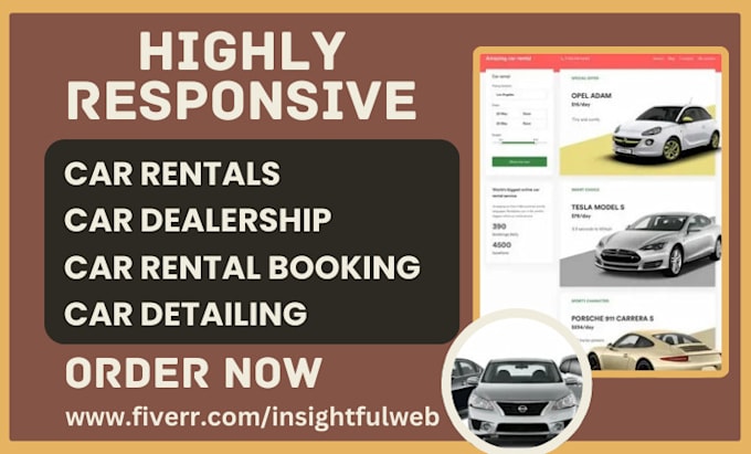 Gig Preview - Car rentals website car dealership car rentals booking car detailing website