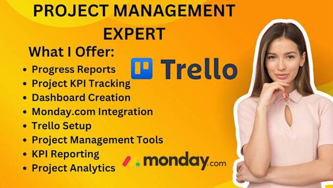 Gig Preview - Provide progress reports, project kpis , and interface on monday trello