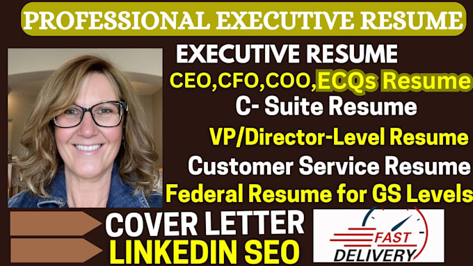 Gig Preview - Write ecqs executive resumes,  ats federal resume for usajobs, resume writing