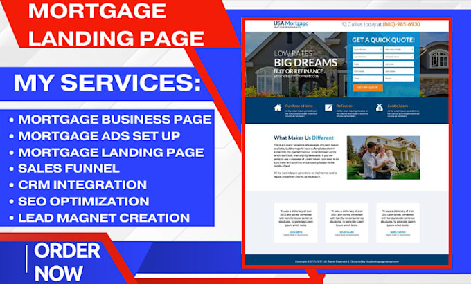 Gig Preview - Generate mortgage leads design mortgage landing page mortgage website funnel