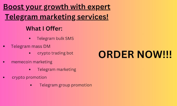 Gig Preview - Telegram mass dm, telegram bot, bulk SMS, memecoin promotion, telegram invite