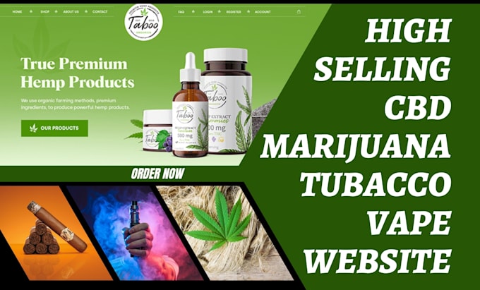 Gig Preview - Design cbd, cannabis, hemp, marijuana, tobacco, cigar, vape ecommerce website