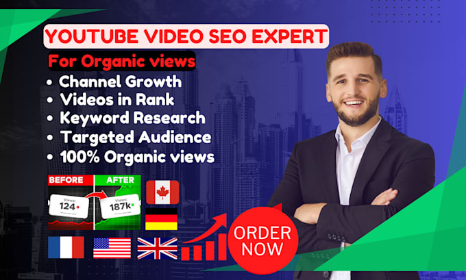 Gig Preview - Do USA youtube video SEO and organic promotino