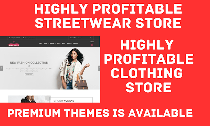 Gig Preview - Set up clothing shopify store clothing store streetwear store clothing website