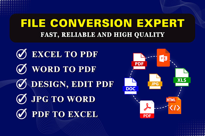 Gig Preview - Do pdf to excel or word, data entry, file conversion and fillable pdf form