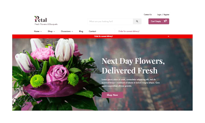 Gig Preview - Design flower boutique shopify store flower shop store flower florist website