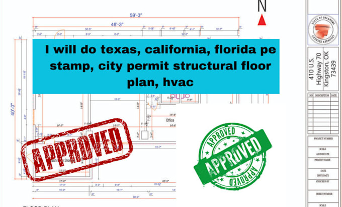 Gig Preview - Do texas, california, florida pe stamp, city permit structural floor plan, hvac