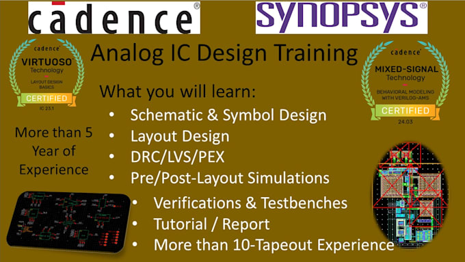 Gig Preview - Do analog , vlsi design with layout using cadence virtuoso