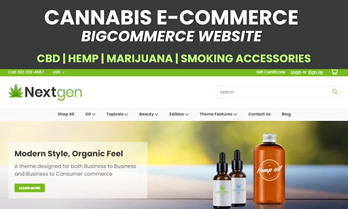 Gig Preview - Design cannabis bigcommerce store cbd smoking dropshipping store