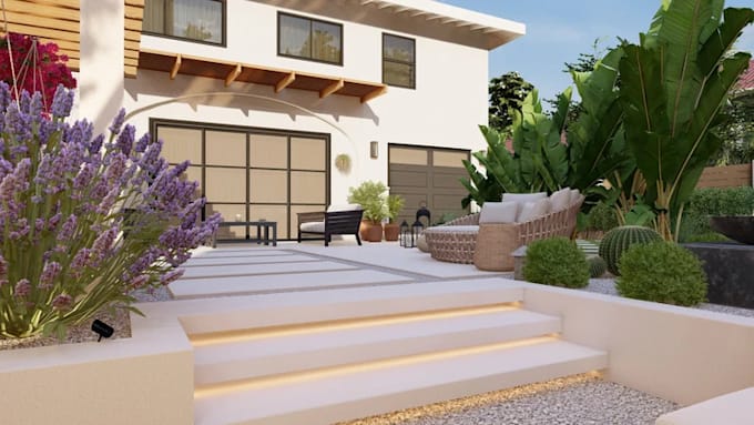 Gig Preview - Design 3d landscape backyard, pool, patio, garden outdoor rendering using lumion