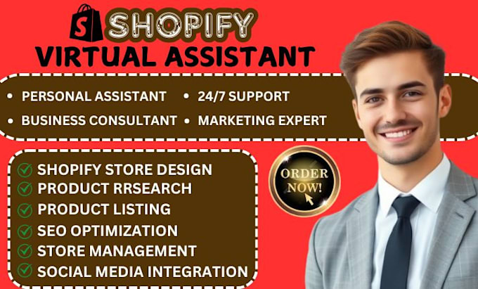 Gig Preview - Be your shopify virtual assistant, shopify store manager, shopify manager