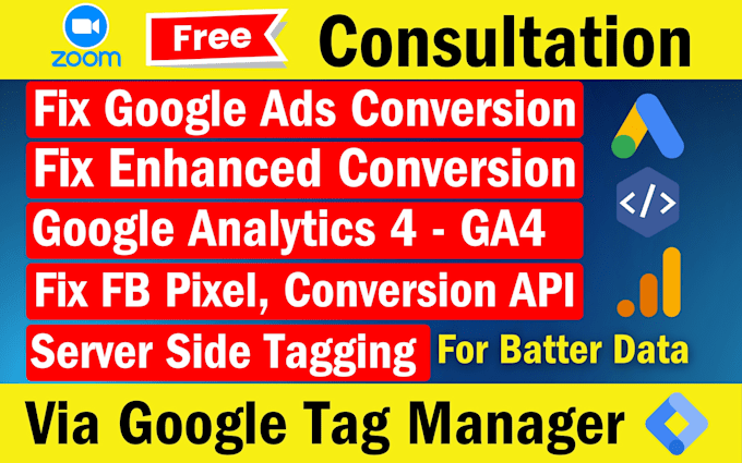 Gig Preview - Do fb pixel google ads conversion api, server side tagging, ga4 shopify tracking