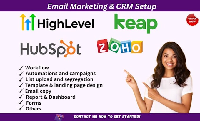 Gig Preview - Setup hubspot keap gohighlevel zoho email CRM workflow forms