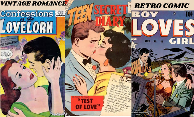 Gig Preview - Design retro vintage romance, fantasy,sci fi cover comic cover, paperback,