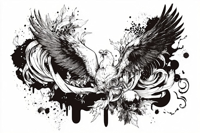 Bestseller - do black and white illustration, line art, vector art,tattoo, merch, book design