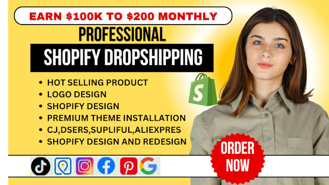 Gig Preview - Shopify website design shopify store shopify website redesign shopify store