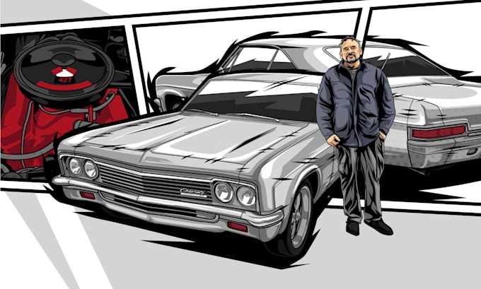 Gig Preview - Draw your car into awesome vector cartoon illustration