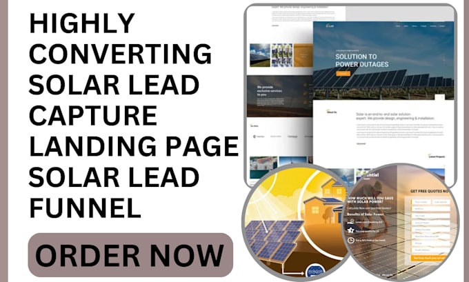 Gig Preview - Build highly converting solar lead capture landing page solar leads funnel