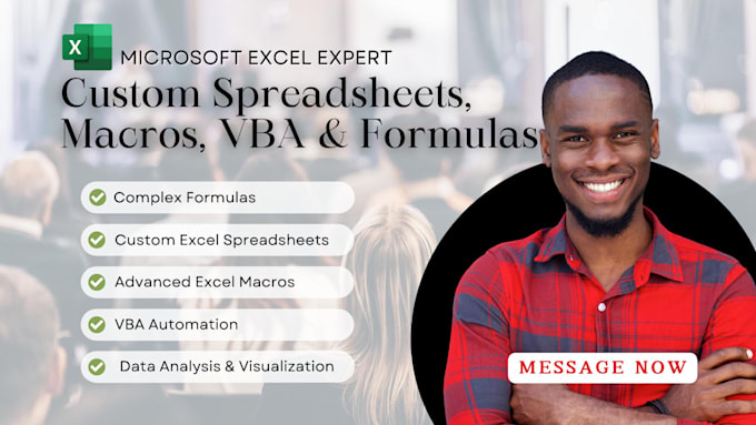 Gig Preview - Be your excel expert for custom spreadsheets, macros, vba, and advanced formulas