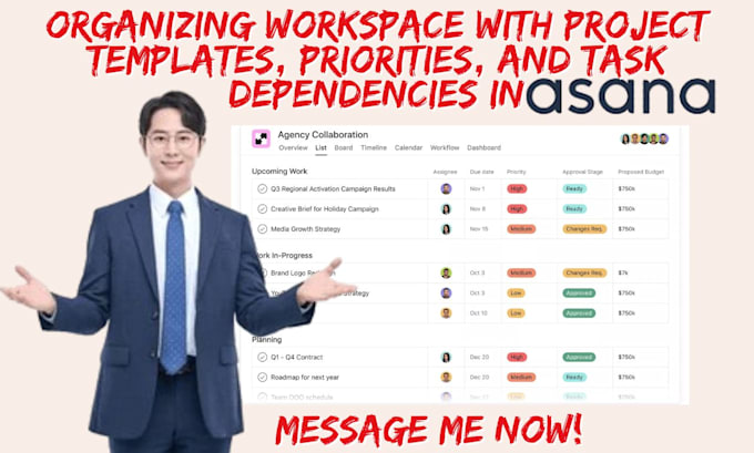 Gig Preview - Organize workspace with project templates priorities task dependencies in asana