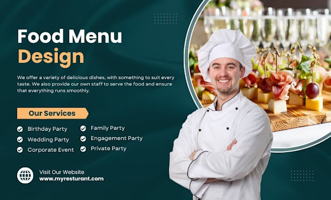 Gig Preview - Design eye catching restaurant menus to boost your business